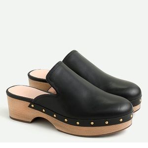 J. Crew Black Studded Leather Slip-On Clogs Size 7.5